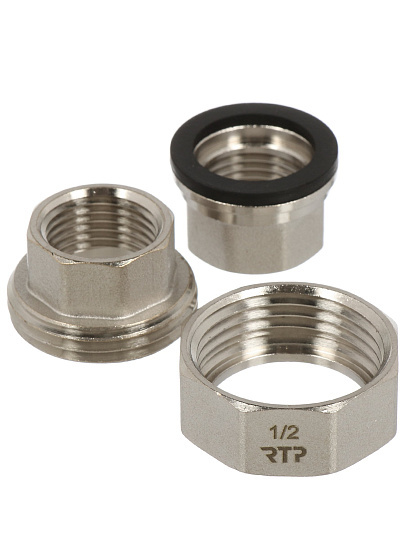Американка 1/2", г-г, никель, угловая, внутренняя резьба, индивидуальная упаковка, RTP