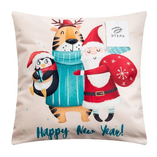Наволочка декоративная Этель, Happy New Year, велюр, 100% полиэстер, 40 х 40 см, 5751315
