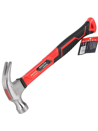 Молоток-гвоздодер слесарный, Bartex, рукоятка фибергласовая, обрезиненная, 0.225 кг, B0013N