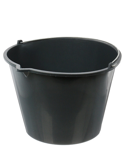 Ведро пластик, 20 л, черное, строительное, со сливом, антиударное, вс20а