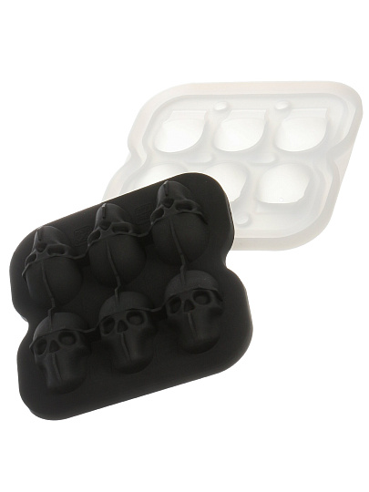 Форма для льда Strong, 13.5х13.5х5 см, силикон, 6 ячеек, черепа черные, Sirocco, SIS0005B