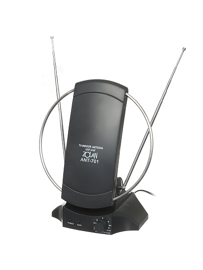 Антенна телевизионная комнатная, UNF,VHF,FM, цифровое тв, Zolan, PL-701