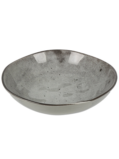 Тарелка суповая, керамика, 20 см, круглая, Stone Dark, Domenik, DMD043, серая