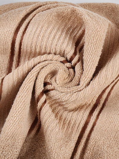 Набор полотенец кухонных 2 шт, 40х50 см, махровый, 100% хлопок, 420 г/м2, Silvano, Aura, бежево-коричневый, полосы, Узбекистан