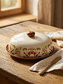 Блюдо керамика, круглое, 23х23 см, с крышкой, Касабланка, Prima Collection, PC73C23