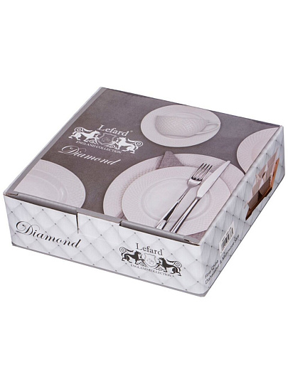 Менажница фарфор, 17х17х5 см, 4 секции, деревянная подставка, +4 ложки, Lefard, Диаманд, 359-378
