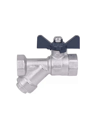 Кран для воды с фильтром 3/4", г-г, латунь, ручка-бабочка, AquaLink