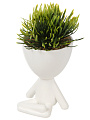 Цветок искусственный декоративный Человечки, трава в кашпо, 15х10х7 см, белый, Y4-11107 - фото 2