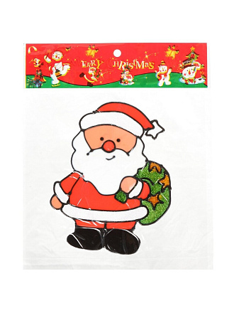 Наклейка на стекло, 12х15 см, Дед Мороз №5, SY16-112