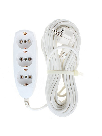 Удлинитель бытовой 3 гнезда, 3 м, ПВС, 3х0.75 мм², с заземлением, 16 А, Jett, PC-3, 155-633