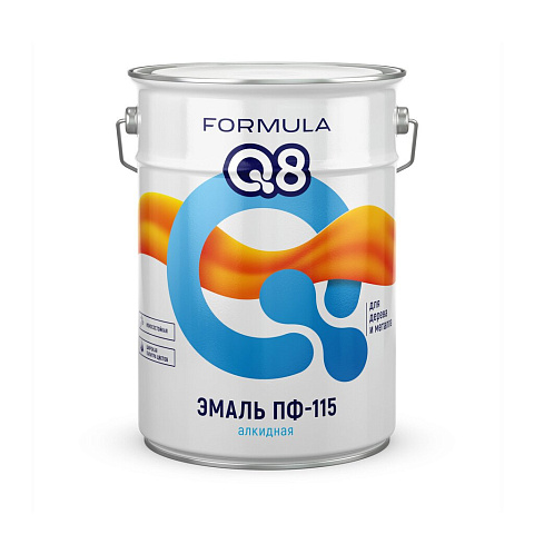 Эмаль Formula Q8, ПФ-115 Пром, алкидная, глянцевая, белая, 6 кг