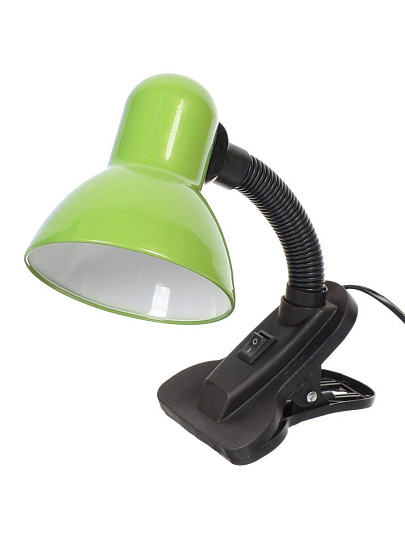 Светильник настольный на прищепке, E27, 60 Вт, черный, абажур зеленый, Lofter, 108B-grn/270782