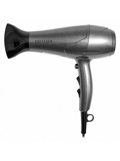 Фен Delta Lux, DE-5000, 2200 Вт, холодный обдув, 3 режима, 2 скорости, с диффузором, серый
