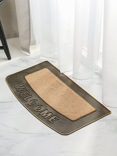 Коврик грязезащитный, 40 см, прямоугольный, резина, кокосовое волокно, коричневый, Кокос, Y4-5164