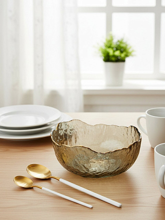 Салатник стекло, круглый, 16х7 см, 0.71 л, отвод золотом, Графит, Y6-10083/B150012