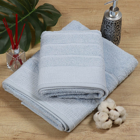 Полотенце банное 50х90 см, 100% хлопок, 600 г/м2, Бархатное, Bella Carine, голубое, Турция, FT-4-50-1898