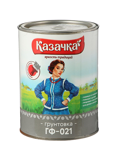 Грунтовка алкидная, Казачка, ГФ-21, для внутренних и наружных работ, белая, 0.9 кг