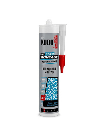 Клей KUDO, акриловый, монтажный, бесцветный, 280 мл, KBK-320, HOME inv. Мontage