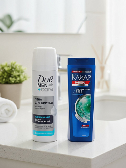 Набор подарочный для женщин, Дав, Men+Care, пена для бритья 200 мл, шампунь Клиар Men 200 мл
