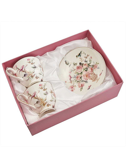 Набор чайный керамика, 12 предметов, на 6 персон, 200 мл, Beatrix, Птички, МЛ107P/6, подарочная упаковка
