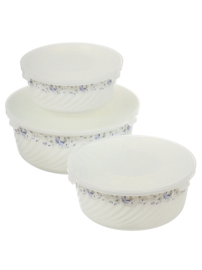 Салатник стеклокерамика, круглый, 3 шт, 9 см, 19, 16, 14 см, 0.5, 0.8, 1.4 л, с крышкой, Эдем, Daniks, W-3X1059/245501