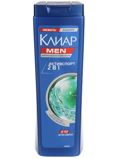 Шампунь Клиар, Men 2 в 1 Активспорт, против перхоти, для мужчин, 400 мл