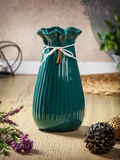 Ваза керамика, настольная, 24 см, Гифт, Y4-4664, изумрудная