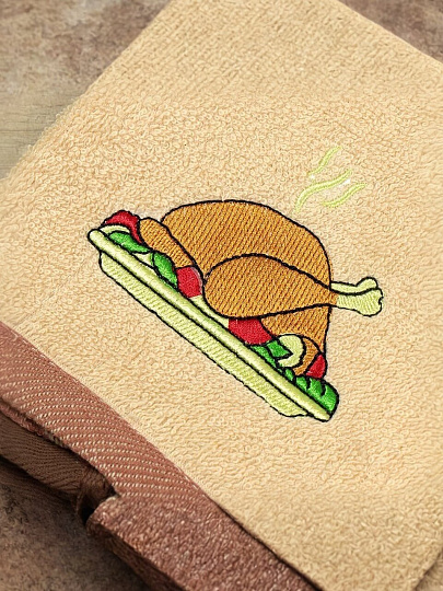 Набор полотенец кухонных 2 шт, 30х50 см, махровый, 100% хлопок, 420 г/м2, Barkas, Кухонные истории Курица, латте, кофейный, Узбекистан