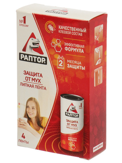 Инс.Лента липкая от мух Раптор 4шт