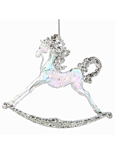 Елочное украшение Лошадь, прозрачный с серебром, 11х14 см, пластик, Y4-9500