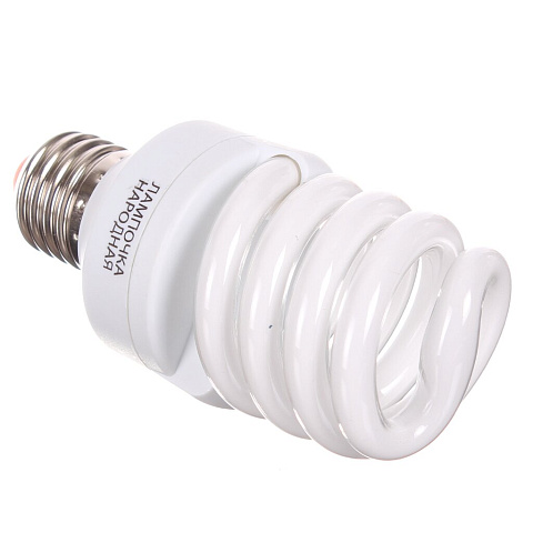 Лампа энергосберегающая E27, 20 Вт, свет теплый белый, TDM Electric, Народная НЛ-FSТ2, SQ0347-0010