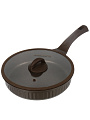 Сковорода литой алюминий, 26 см, антипригарное покрытие, Kukmara, Stella, мокко, крышка стекло, ссм261а - фото 3