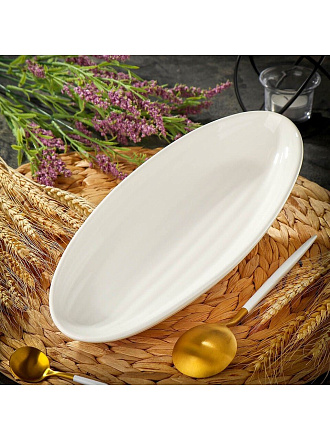 Блюдо керамика, овальное, 30 см, белое, Грейс, Daniks, Y6-6001/Y4-9169