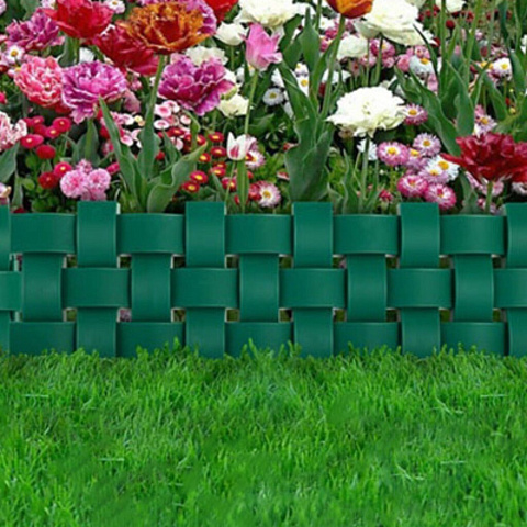 Забор декоративный пластмасса, Мастер сад, Плетенка, 19.5х240 см, зеленый/темно-зеленый