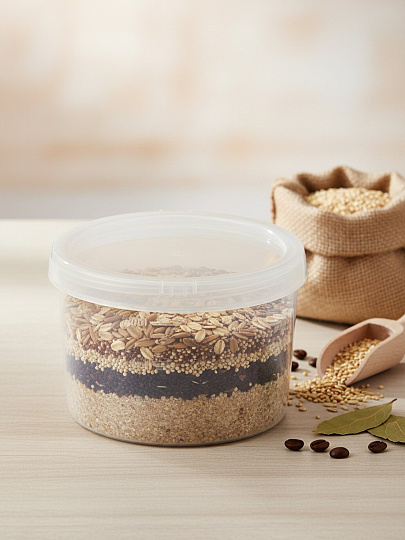 Банка для сыпучих продуктов, пластик, 0.75 л, 9 см, с крышкой, Бытпласт, Твист, 4311391