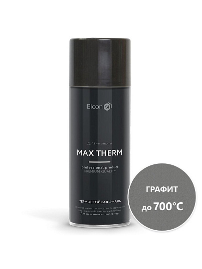 Эмаль аэрозольная, Elcon, декоративная, термостойкая, быстросохнущая, матовая, графит, 520 мл, до 700 градусов