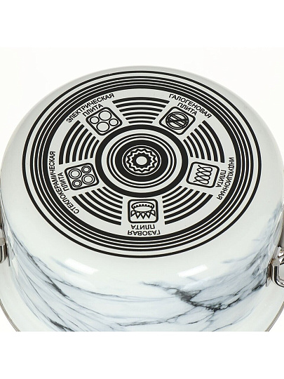 Набор посуды эмалированная сталь, 6 предметов, кастрюли 1.9,2.5,3.7 л, индукция, Керченский металлургический завод, Белый мрамор-1 Элит, белый