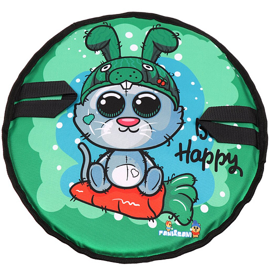 Ледянка оксфорд, ПВХ, круглая, 45 см, с ручками, зеленая, Fani Sani, Заяц на морковке, 84145