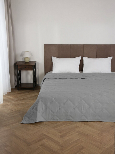 Покрывало евро, 240х260 см, 100% полиэстер, Silvano, Гранни, светло-серое