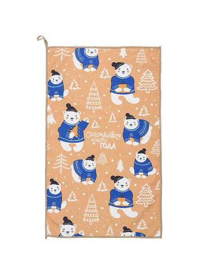 Полотенце кухонное махровое, 30х50 см, 250 г/м2, 100% полиэстер, Мишки, Китай