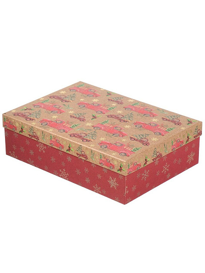 Коробка подарочная картон, 35х25х10 см, в ассортименте, Новый год, A470109