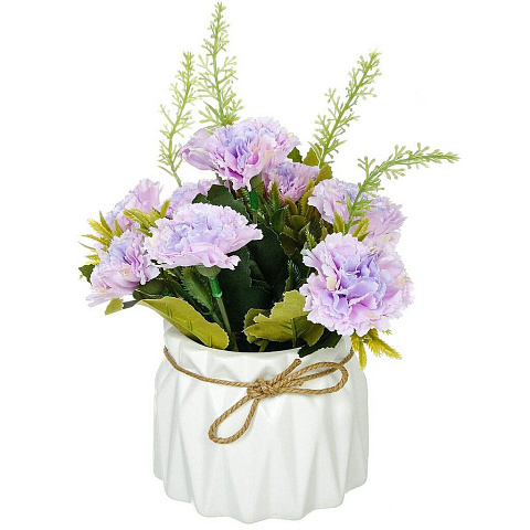 Цветок искусственный декоративный Композиция сиреневых цветов, в кашпо, 18 см, Y6-2059