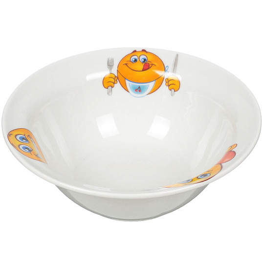 Миска керамика, круглая, 0.55 л, рисунок в ассортименте, Смайлики 1, Добрушский фарфоровый завод, 4С0552