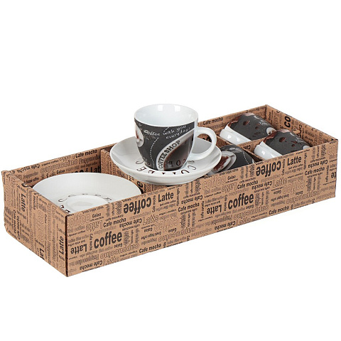Набор чайный керамика, 12 предметов, на 6 персон, 180 мл, Чашка кофе, RS097-1972-1, подарочная упаковка