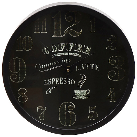 Часы настенные, 30х30х4.5 см, круглые, пластик, черные, Эспрессо, Y4-5200