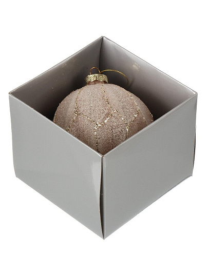 Елочный шар Барокко, кремовый, 10 см, стекло, XF24-SC010