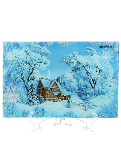 Доска разделочная стекло, 30х20 см, прямоугольная, Daniks, Символ Года-1