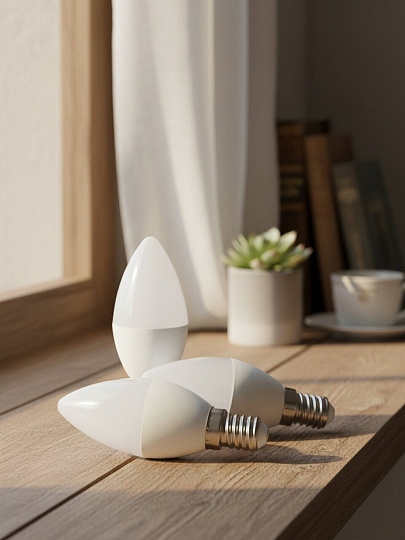 Лампа светодиодная E14, 12 Вт, 100 Вт, 253 В, свеча, 4500 К, нейтральный белый свет, 3 шт, Demmax