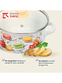 Кастрюля эмалированная сталь, 2.3 л, крышка стекло, цилиндрическая, Керченский металлургический завод, Цветное печенье, 51904-382/4.02-У4, белая - фото 4