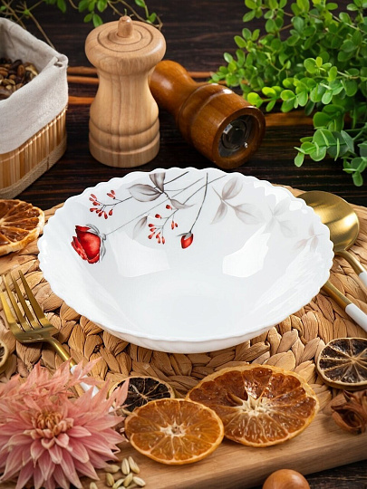 Салатник стеклокерамика, круглый, 19х6 см, 0.7 л, низкий, Вероника, Daniks, LHDW75/220303